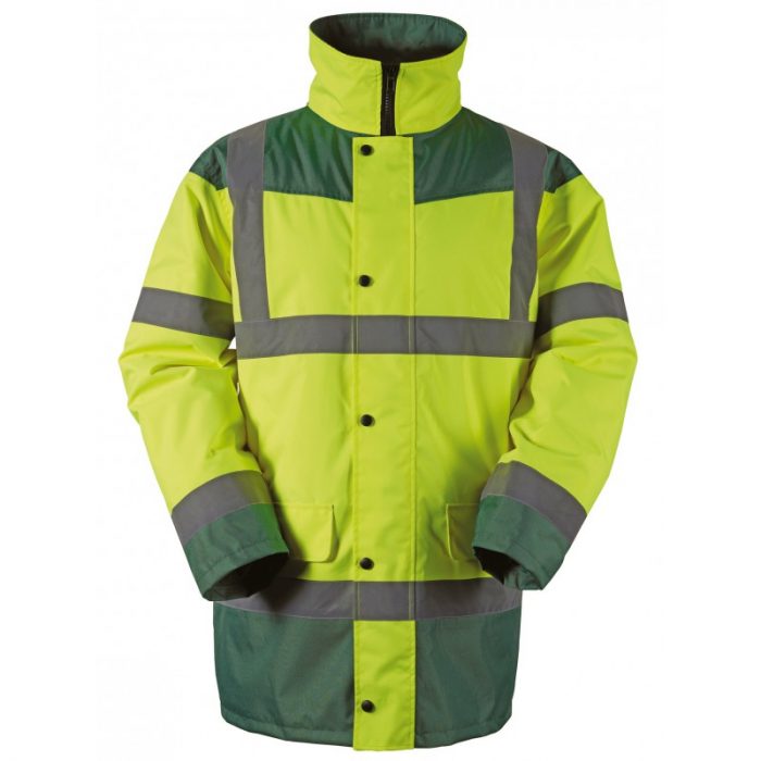 Parka haute-visibilité. Doublure et rembourrage polyester.